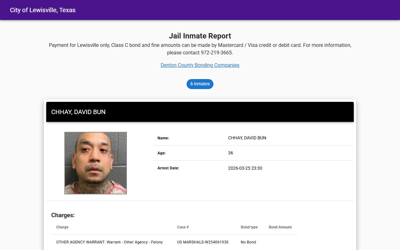 Lewisville Inmate Population - Lewisville Jail Custody Search