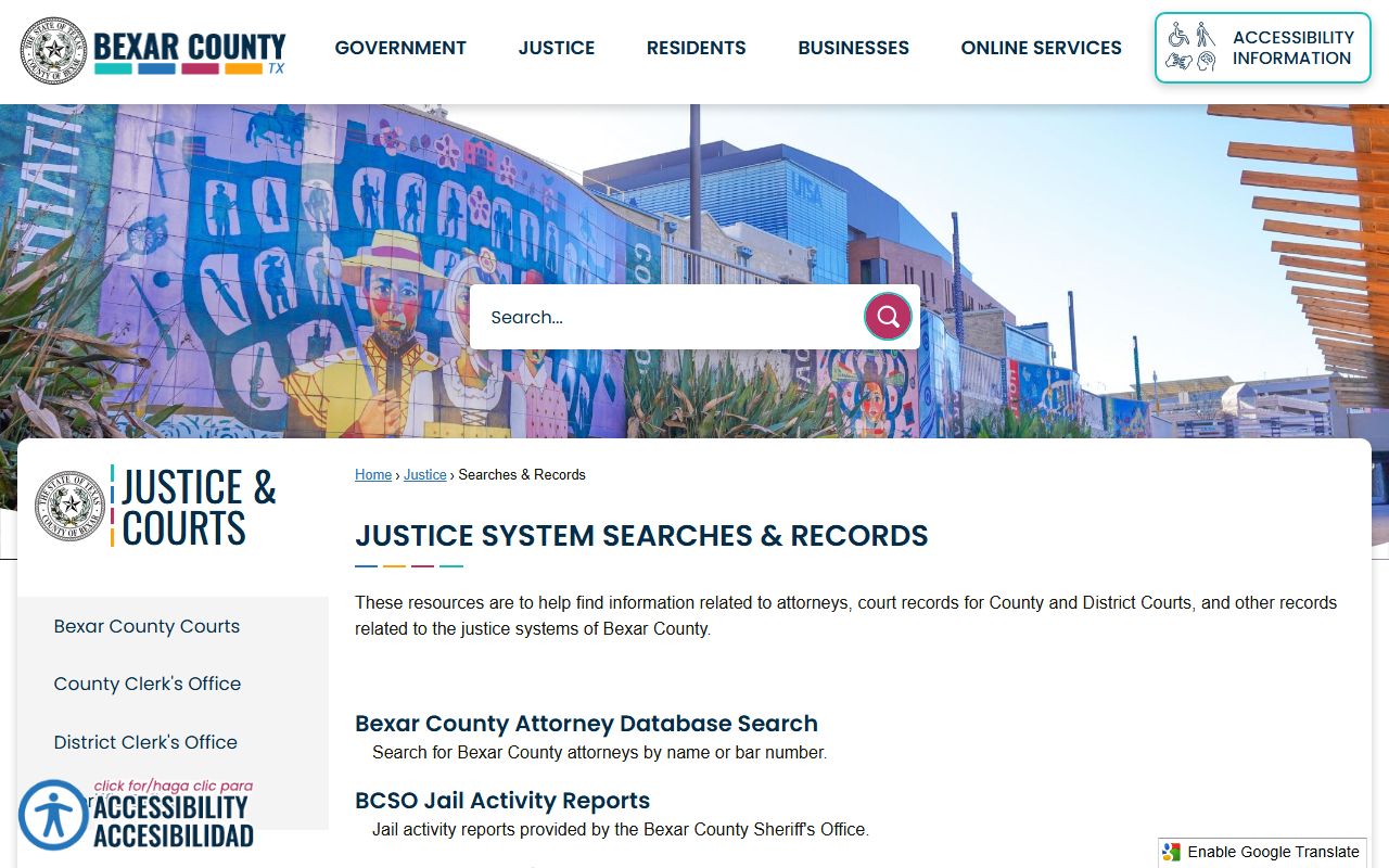 Bexar County Inmate Population - Searches and Records Page