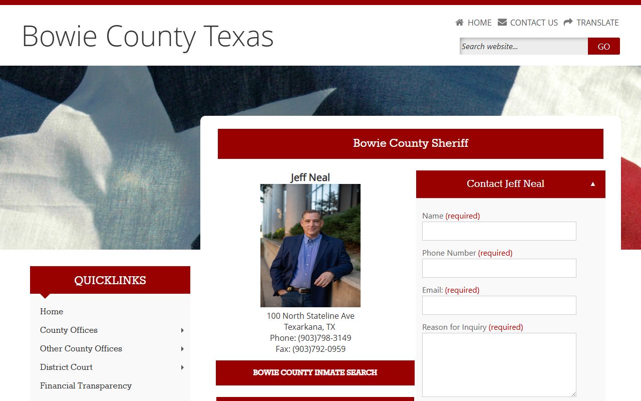 Bowie County Inmate Population - Sheriff's Office Website