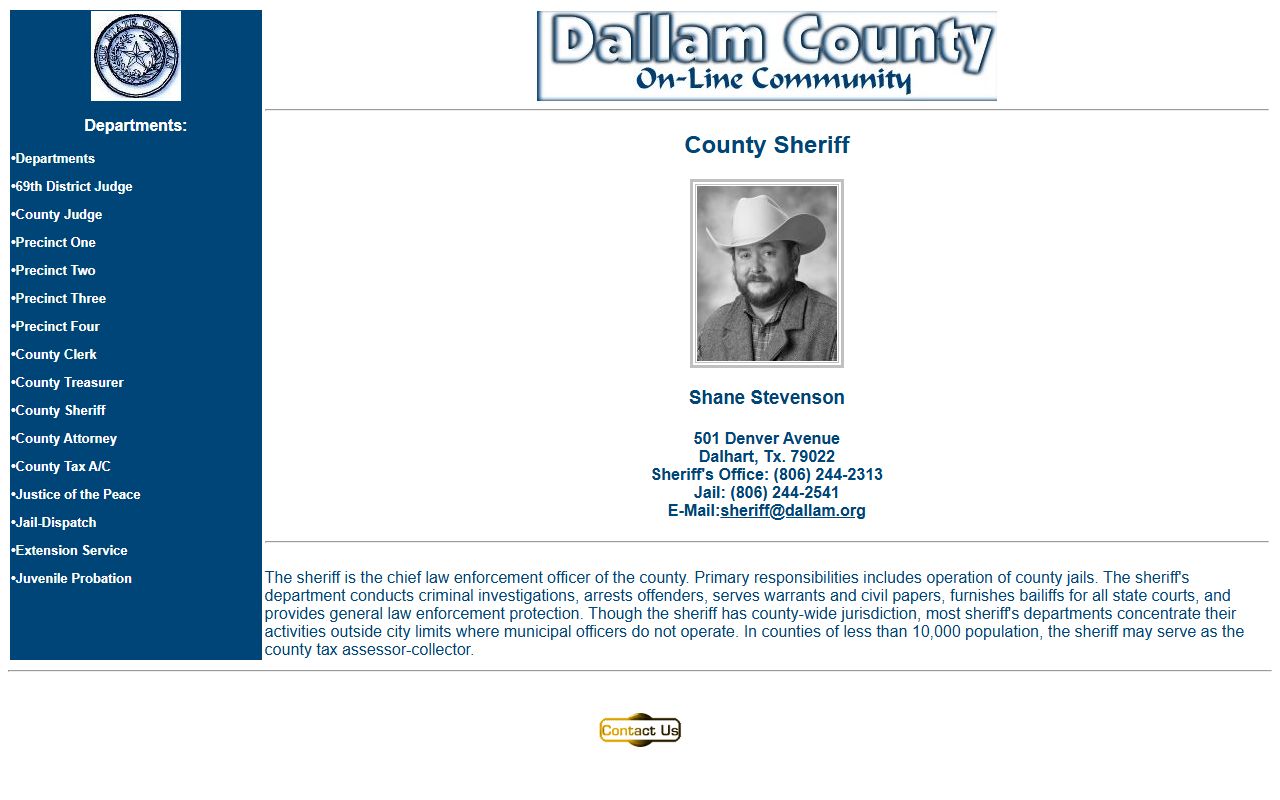 Dallam County Inmate Population - Sheriff's Office Website