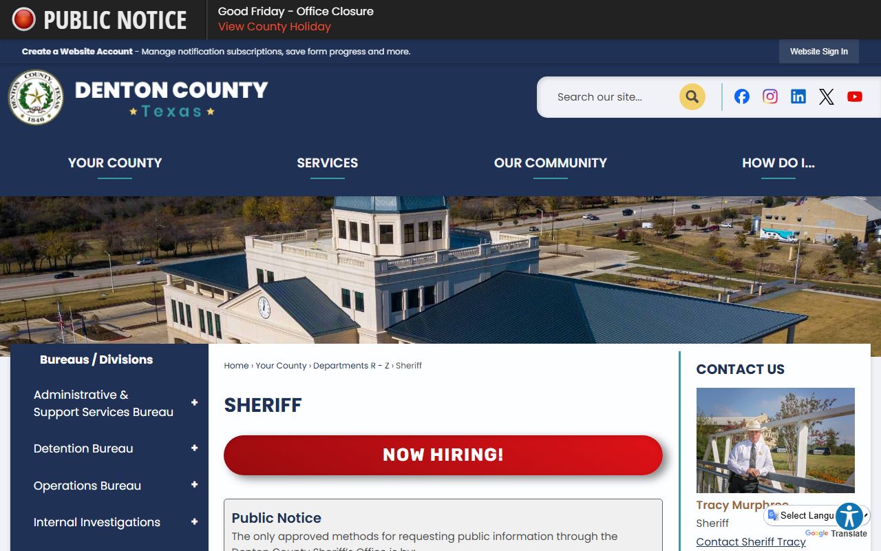 Denton County Sheriff's Office inmate population resources