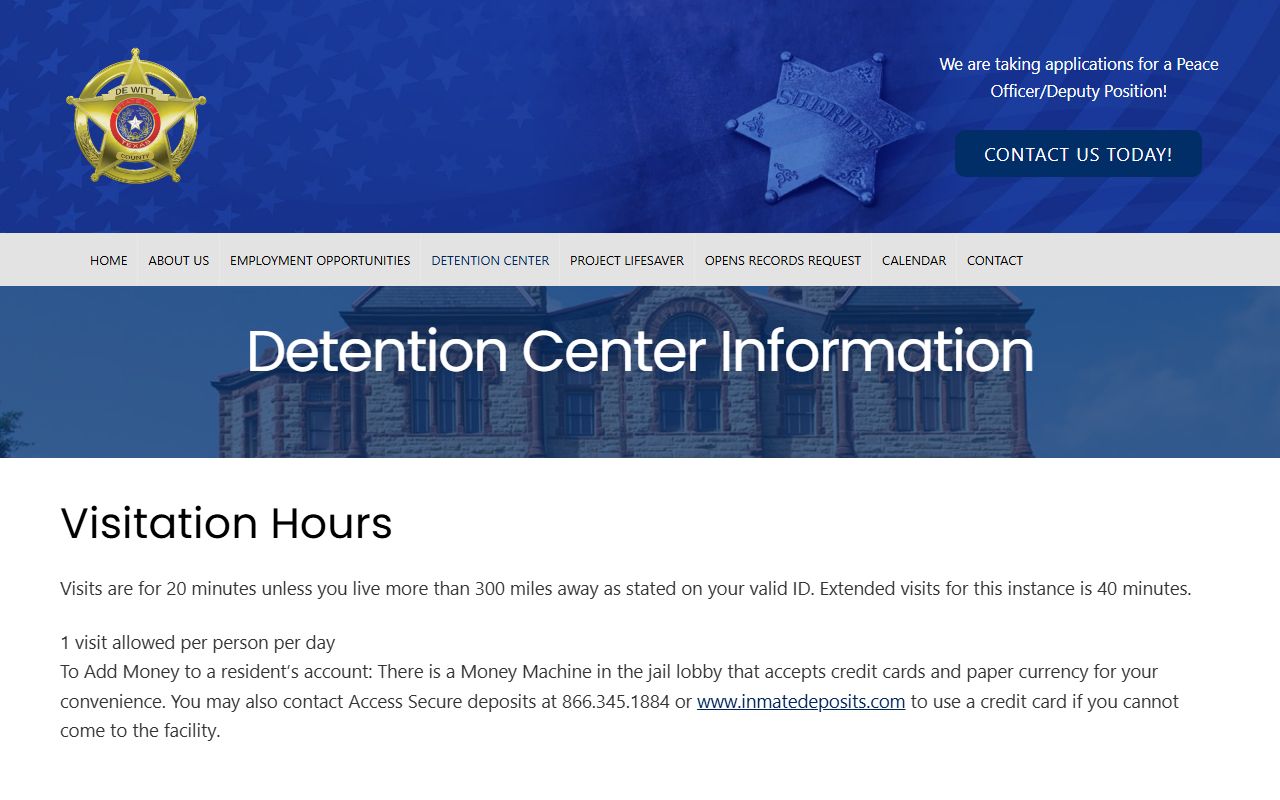 DeWitt County Inmate Population - Detention Center Information