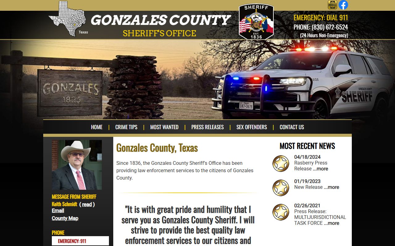 Gonzales County Inmate Population - Sheriff's Office Website