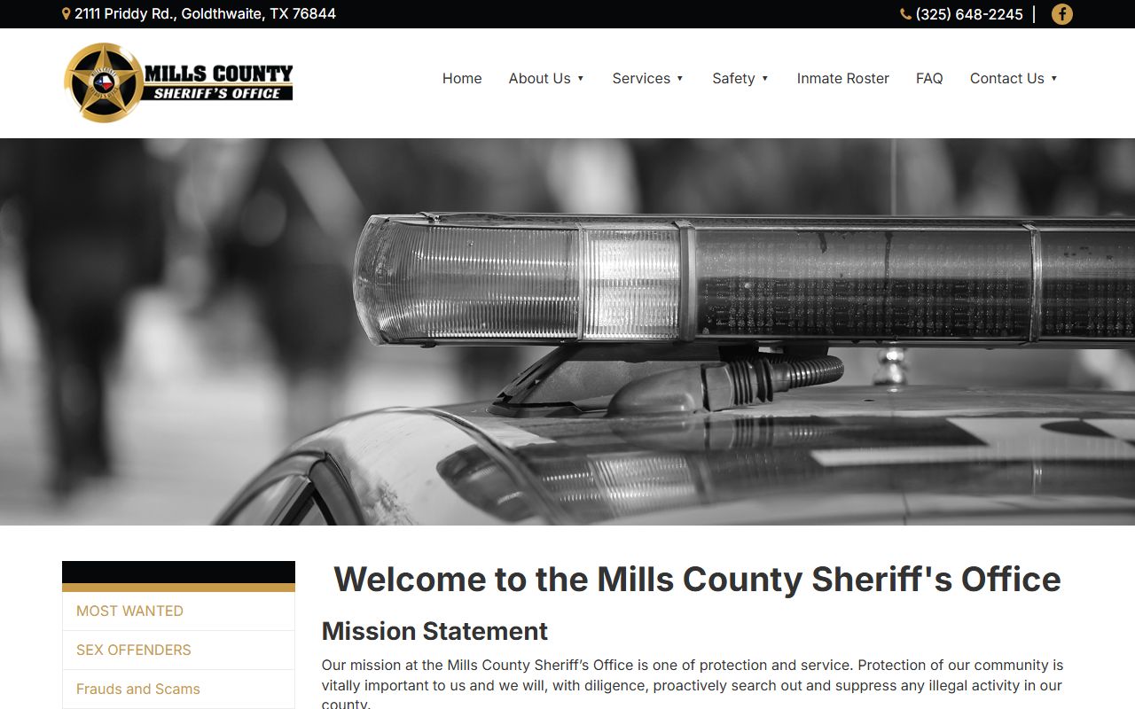 Mills County Inmate Population - Sheriff's Office Website