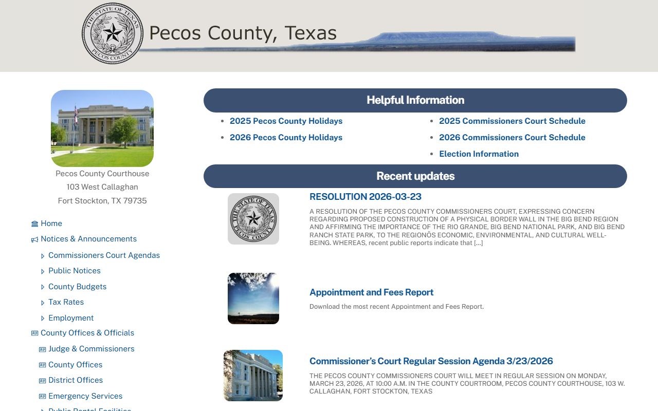Pecos County Inmate Population - County Website