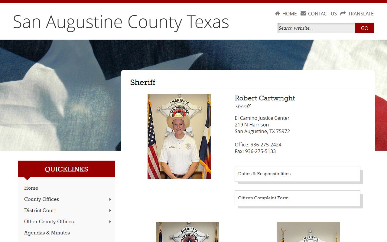 San Augustine County Inmate Population - Sheriff's Office Website