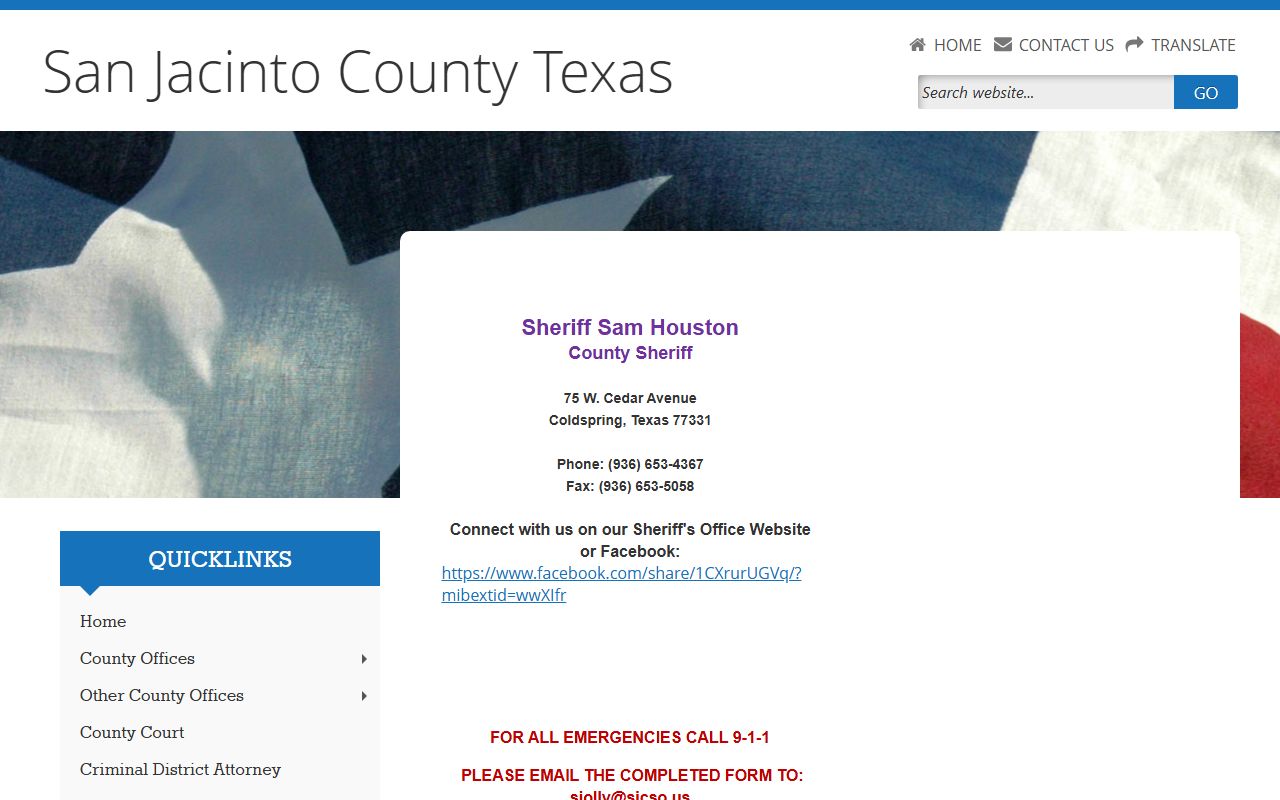 San Jacinto County Inmate Population - Sheriff's Office Website