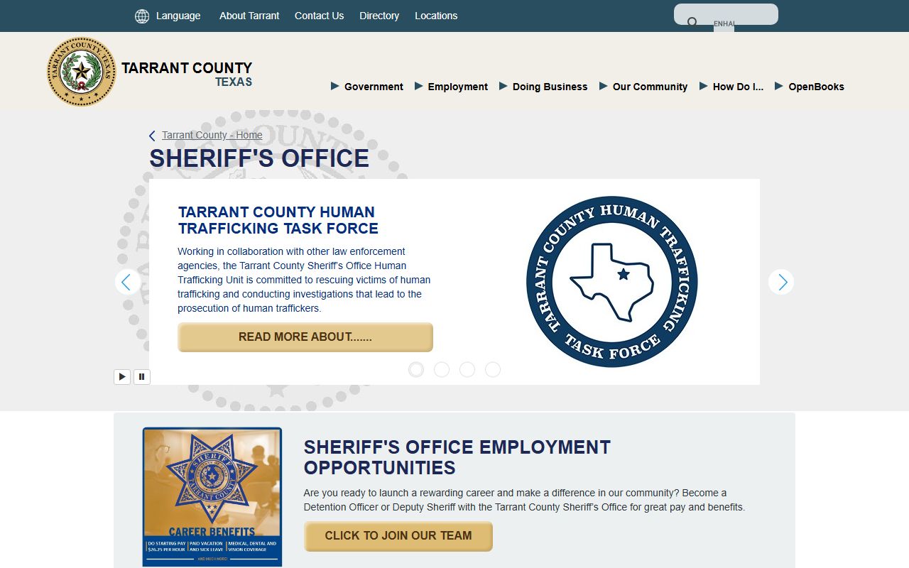 Tarrant County Inmate Population - Sheriff's Office Website