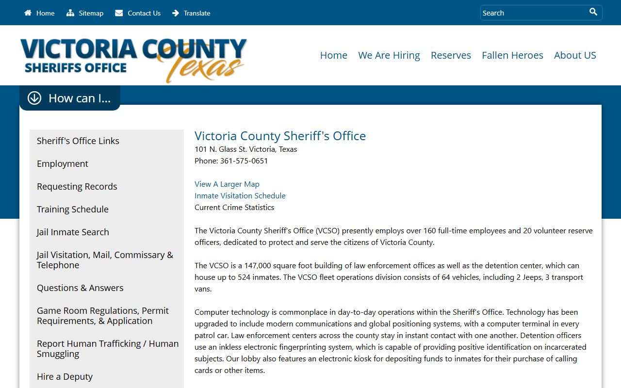 Victoria County Inmate Population - Sheriff Information Page