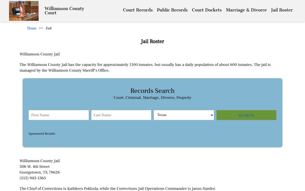 Williamson County Inmate Population - Jail Roster